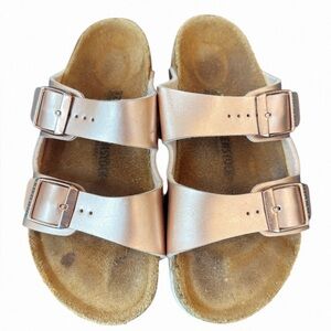 Birkenstock Girls Sz 32 Rose Gold Arizona Footbed Classic Buckle US 1 To 1.5